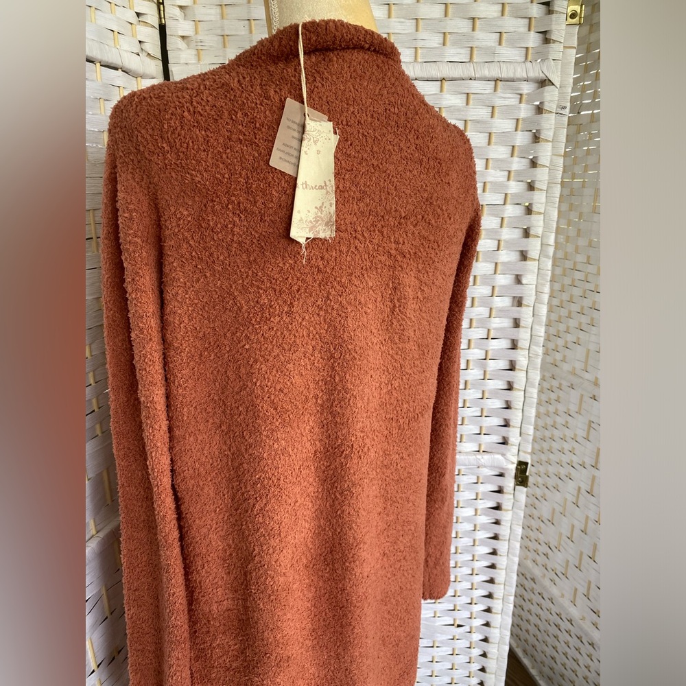 NWT Hem & Thread Cloud Brushed Luxe Soft Cardigan Beautiful Rust Color - Picture 12 of 15
